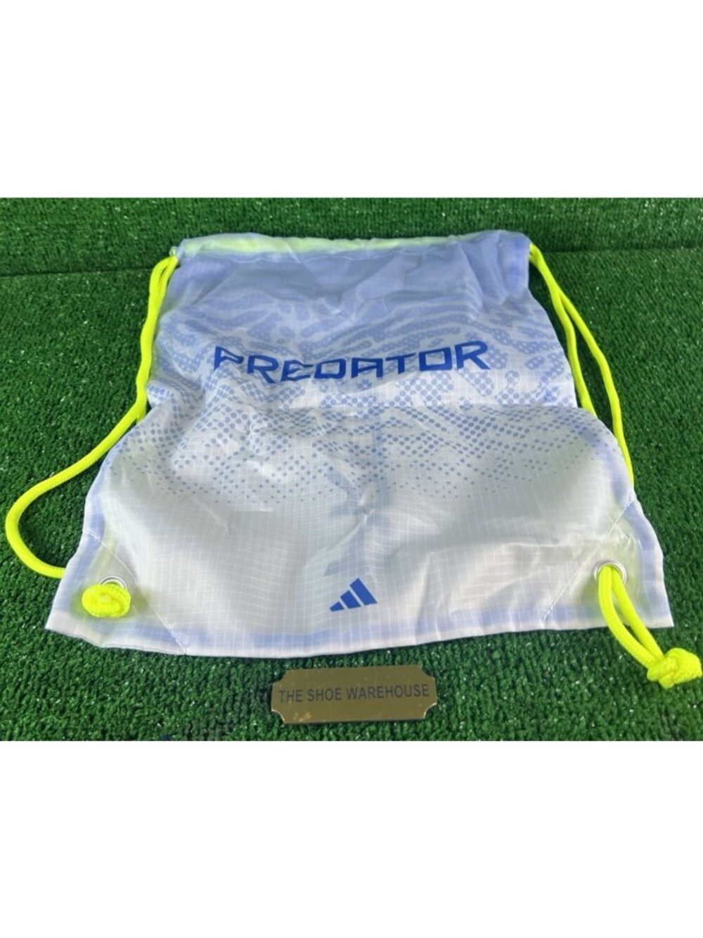 Adidas Predator Soccer Cleat Drawstring Backpack Storage Bag White Blue NEW